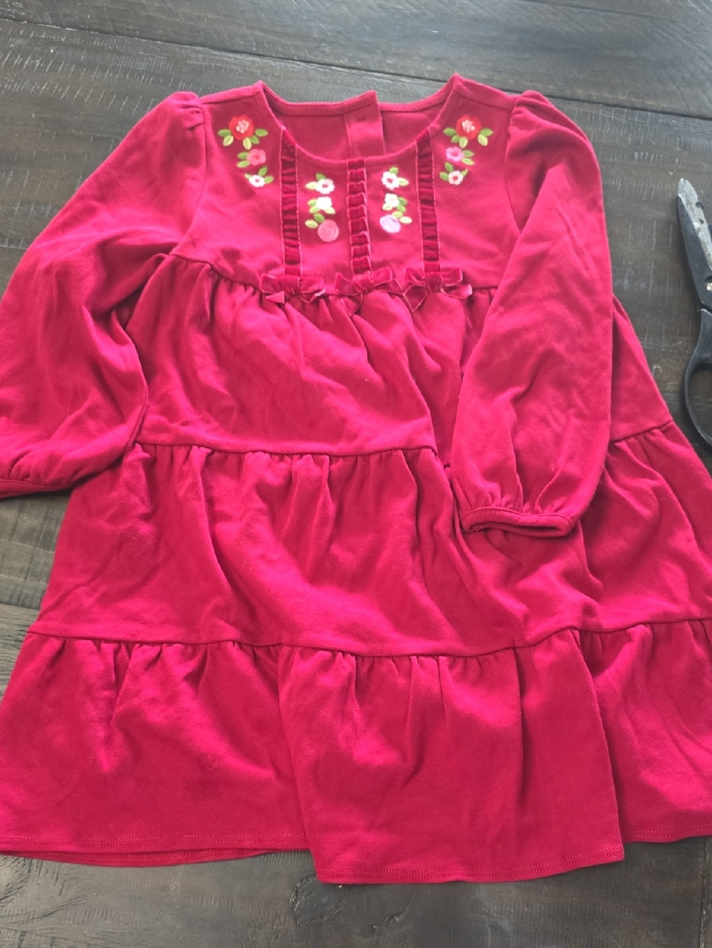 Gymboree Girls Red Dress With Velvet Accents. 3t EXCELLENT